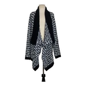 LOFT Black & White Wool Blend Front Cardigan Sweater size Large